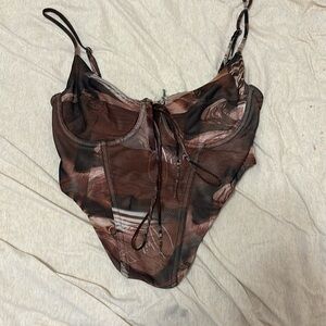 White fox brown bustier top